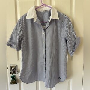 JW ANDERSON Blue and White Pinstripe Shirt